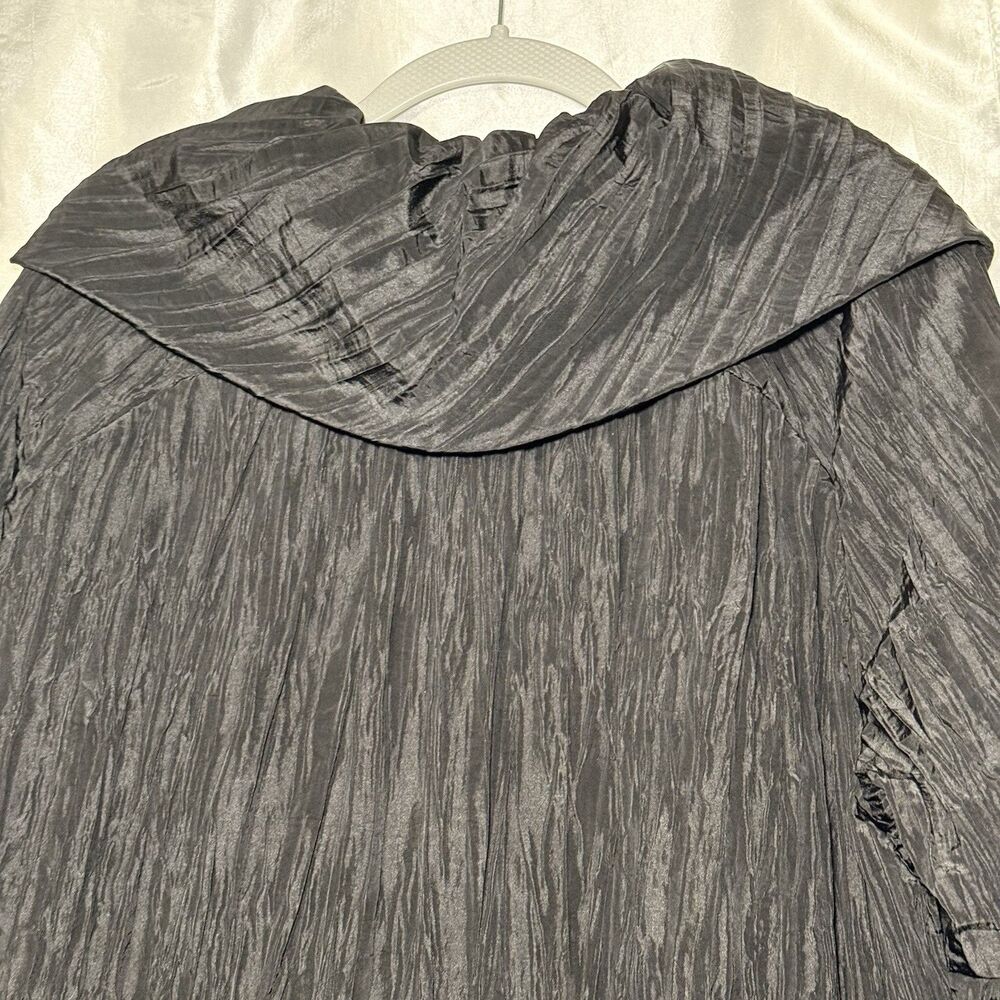 Samuel Dong Black Crinkle Textured Ruffle Collard Bubble Hem Avant Garde Medium - Picture 7 of 11